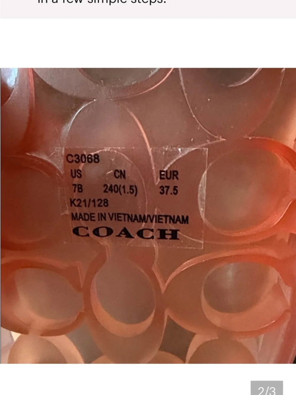 Coach Translucent Pink to Coral Gradient Slide Sandals - Picture 2 of 3